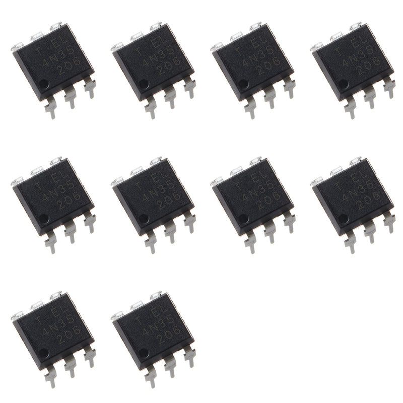 10pcs 4N35 35 Optocoupler DC Input 1 Channel Trans with Base DC Output, 100% Transfer Ratio，6Pins.