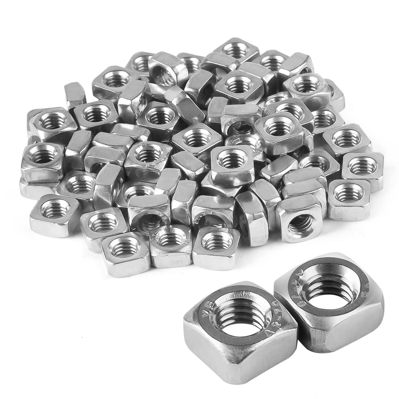 Pack of 100 M6 Square Nuts, 304 Stainless Steel Metric Coarse Thread Assortment Kit