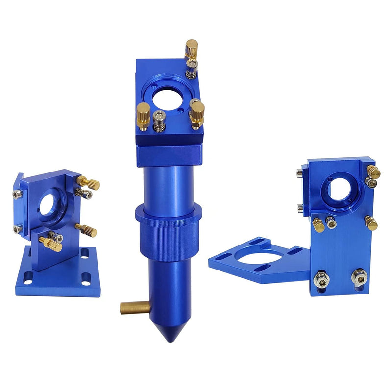 K40 CO2 Laser Head Set with 1st & 2nd Mirror Mounts, Dia.20mm, FL.50.8mm, for 20-40-60W Laser Engraving/Cutting Machines, Blue D20 FL50.8