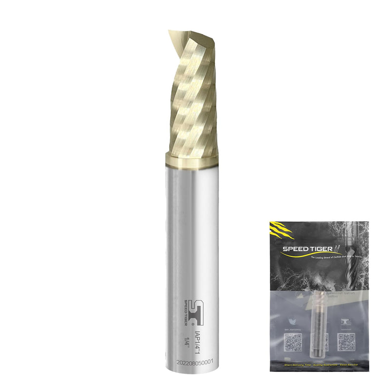 SPEED TIGER Solid Carbide CNC Spiral O Single Flute End Mill - IAP1/8"Diameter 1/4" Shank, 2"OVL(1 Piece, 1/8") - For Aluminum, Wood, Plastic, Brass, Copper Cutting – Mill Bits Sets for Professionals 1/8 in