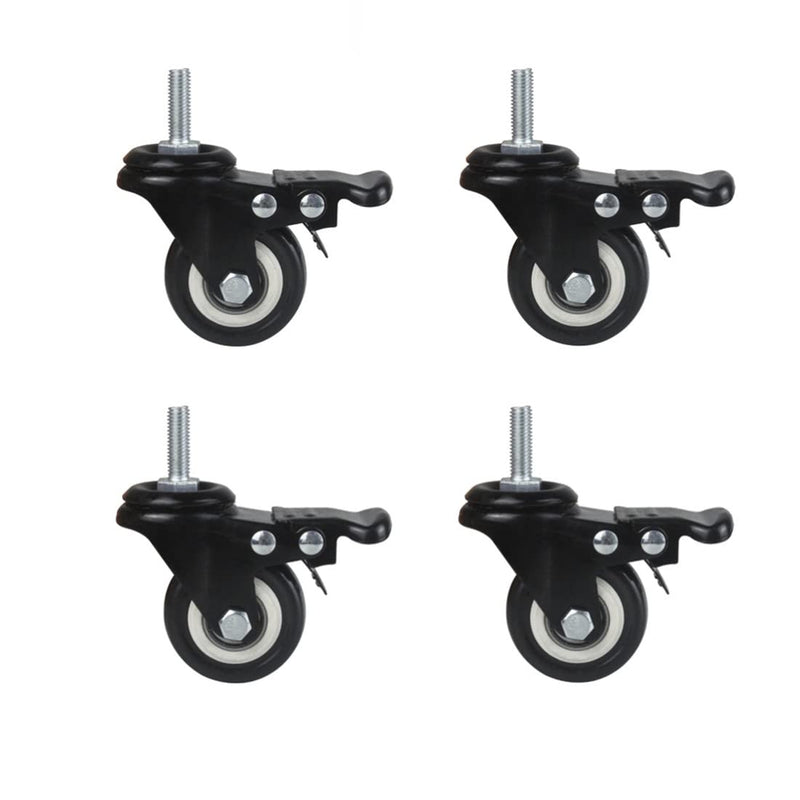 4Pcs 1.5 Inch Heavy Duty Caster Wheels Swivel Casters with Brake and M8 Threaded Stem, Loading 50kg/110lbs Black Rubber - NewNest Australia