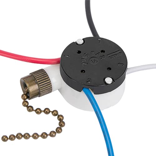 Ceiling Fan Switch Zing Ear ZE-208s E89885 3 Speed 4 Wire Pull Chain Switch Fan Light Switch Replacement Part with 4 Pre-Installed Wires(Bronze Chain) Bronze
