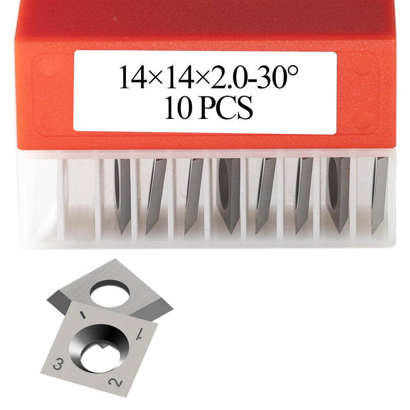 14mm Square Carbide Inserts Cutters Knives Blades 14×14×2.0mm-30°for Woodworking Spiral/Helical Planer Cutter Head or Lathe Turning 10pcs