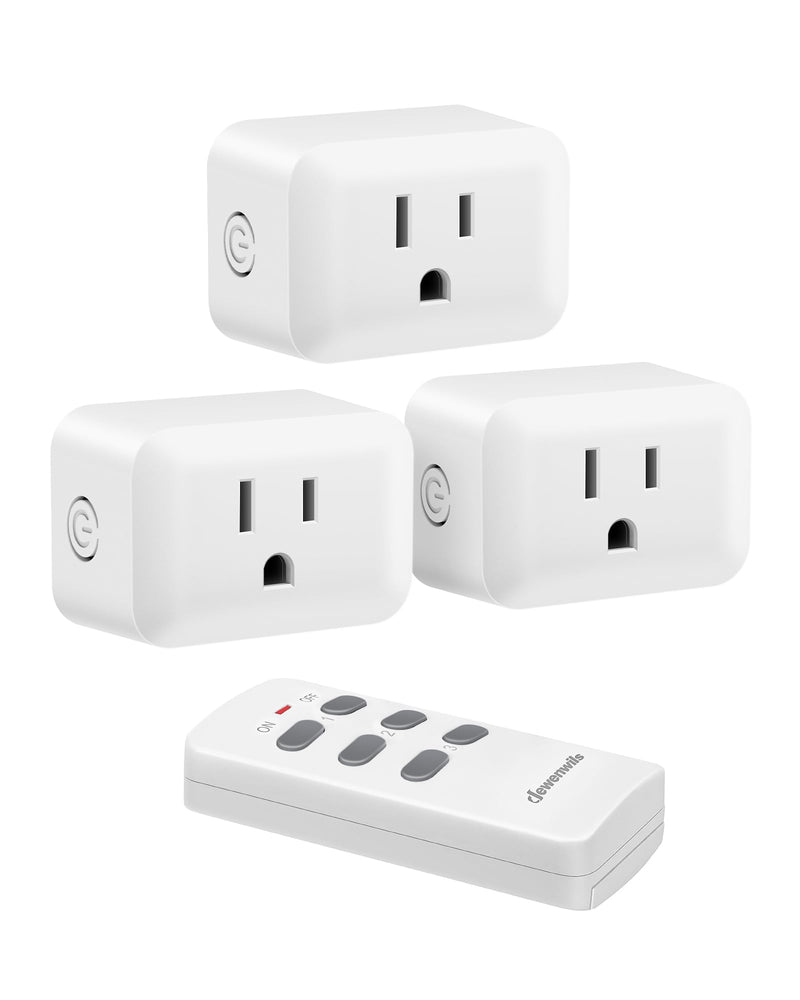 DEWENWILS Wireless Remote Control Outlet, Programmable and Expandable Electrical Outlet Switch, Wireless Remote Light Switch, 100FT Range, FCC Listed, 1 Remote and 3 Outlets 1 Remote + 3 Outlets