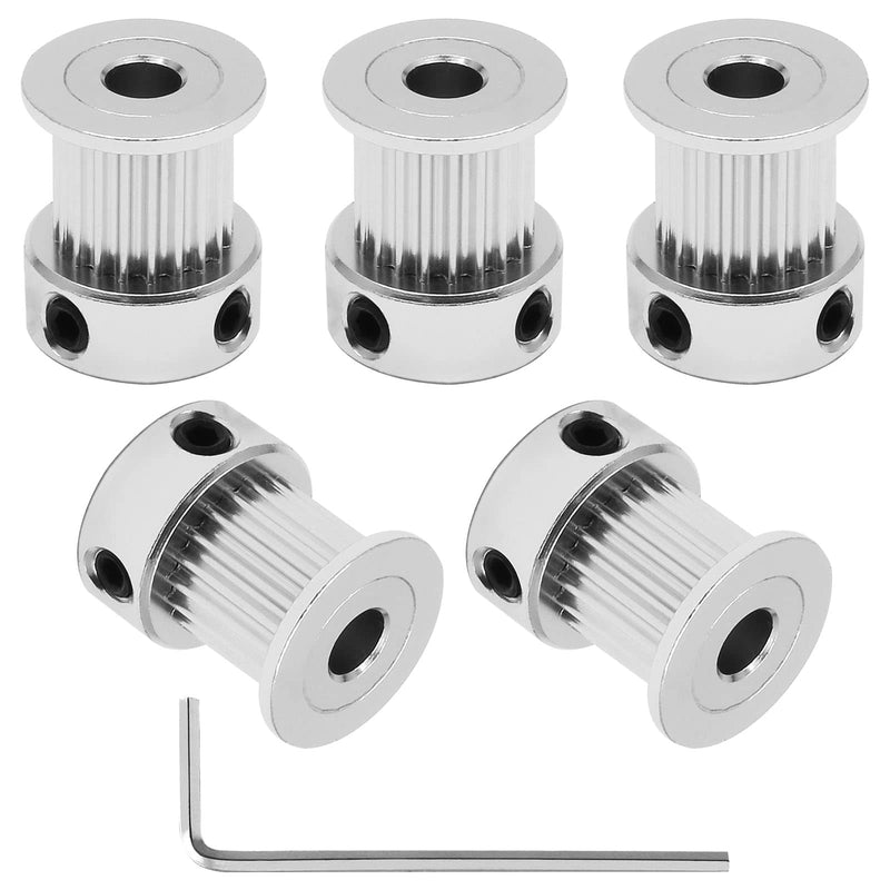 5pcs GT2 Pulley 20 Teeth 5mm Bore Fit 10mm Belt Width, Aluminum Timing Pulley Wheel Synchronous Wheels Gear Part for 3D Printer 10mm Belt, Pulley