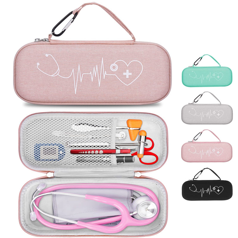 Stethoscope Case for 3M Littmann Classic III, Lightweight II S.E, Cardiology IV Diagnostic, MDF Acoustica Deluxe Stethoscopes, Extra Room for LED Penlight Scissors and Nurse Accessories, Pink