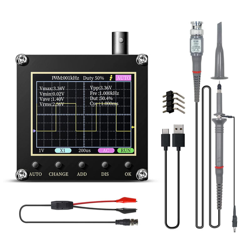 138Pro Mini Handheld Digital Oscilloscope Kit, 2.5MS/s High Sampling Rate, 200KHz Bandwidth, 2.4” LCD Screen Pocket Oscilloscopes with 10X Probe