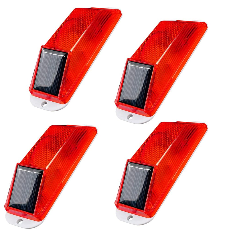 Aolyty Solar Strobe Warning Light LED Warning Lamp 4-Pack Super Bright IP54 Waterproof Light Control Flashing Beacon Barricade Construction Safety Road Signs Flash Traffic Lights (Red) Red