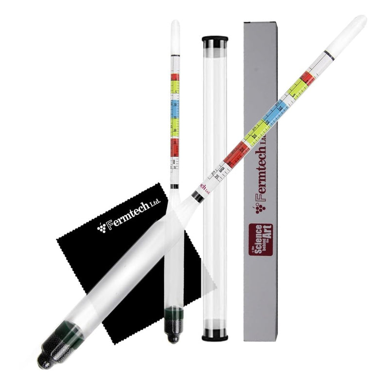 Glass Triple Scale Hydrometer. Test The ABV, Brix & Gravity of Your Wine, Beer, Mead & Kombucha accurately (Hydro) Hydro