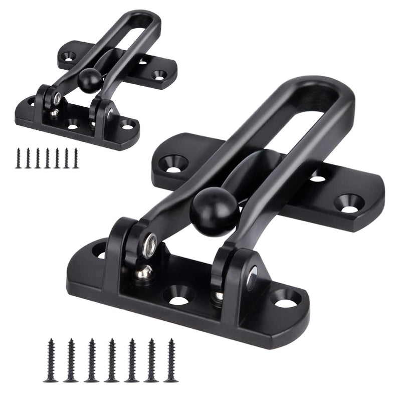 2 Pack Swing Bar Lock Black, Heavy Duty Door Lock Security, Sturdy Swing Bar Door Guard for Front Doors, Zinc Alloy 2 Pack