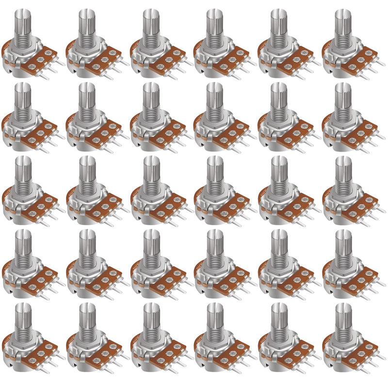 Taiss 30pcs 10K Ohm Potentiometer WH148 B10K Variable Resistors 15mm Shaft 3 Terminals Linear Taper Rotary Audio B Type Potentiometer, Volume Control Potentiometer B10K