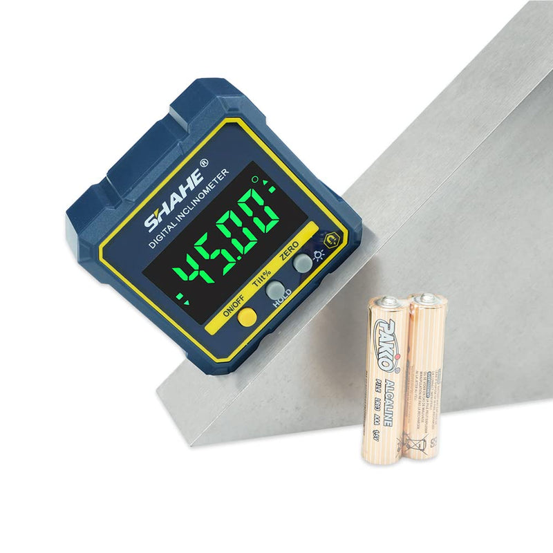 SHAHE Digital Angle Gauge Magnetic Protractor Inclinometer Level Angle Finder Angle Cube Level Box with Magnetic Base and Backlight Plastic