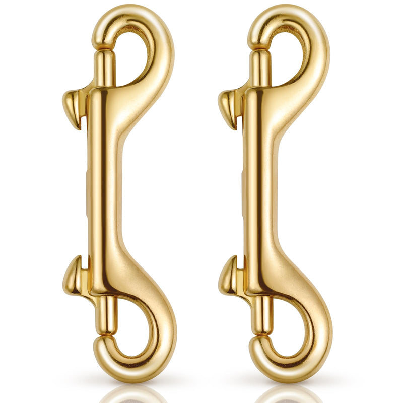 ibasenice Brass Double Ended Bolt Snap Hook: Double Sided Clips Heavy Duty Trigger Snap for Dogs Leashes,Handmade Bag,Keychains,Diving,2pcs 2Pcs