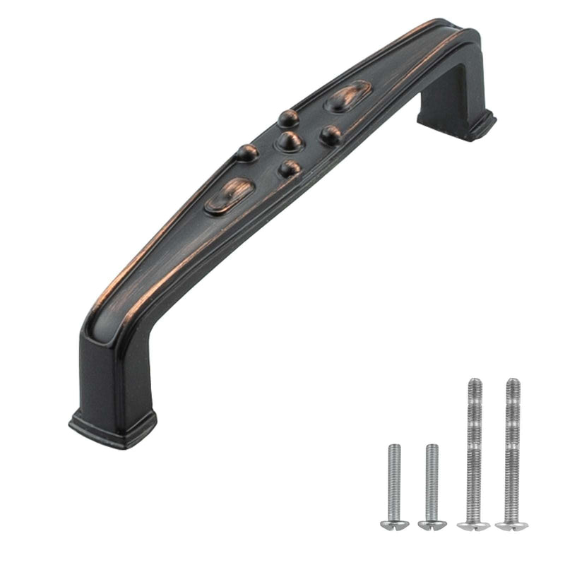 Modket Titus Series Solid Traditional Classic Kitchen Cabinet Pull Handle — 4-1/4" Overall Length, 3-3/4" (96mm) Hole Centers, Oil Rubbed Bronze — 10 Packs 5-1/8" Length (3-3/4" [96mm] Hole Center)