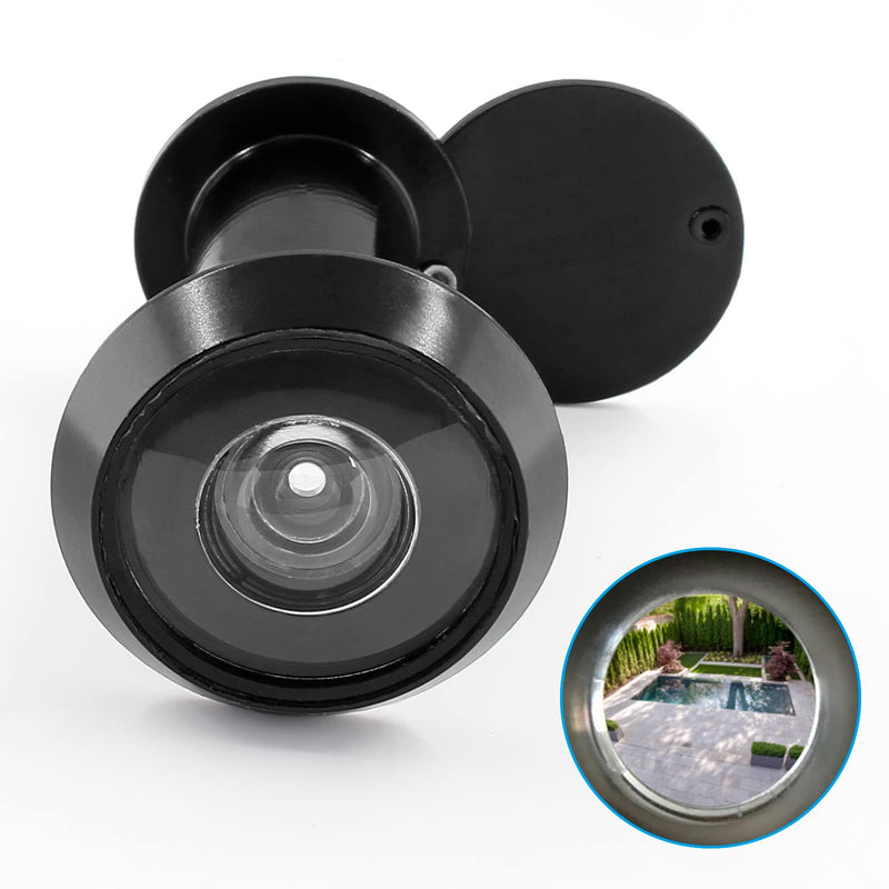 Safety Door Viewer Peephole, 200-Degree Door Viewer Front Door Peepholes with Heavy Duty Privacy Cover for 1.57"-2.95" Doors, Black Peep Holes for Home Office Black a