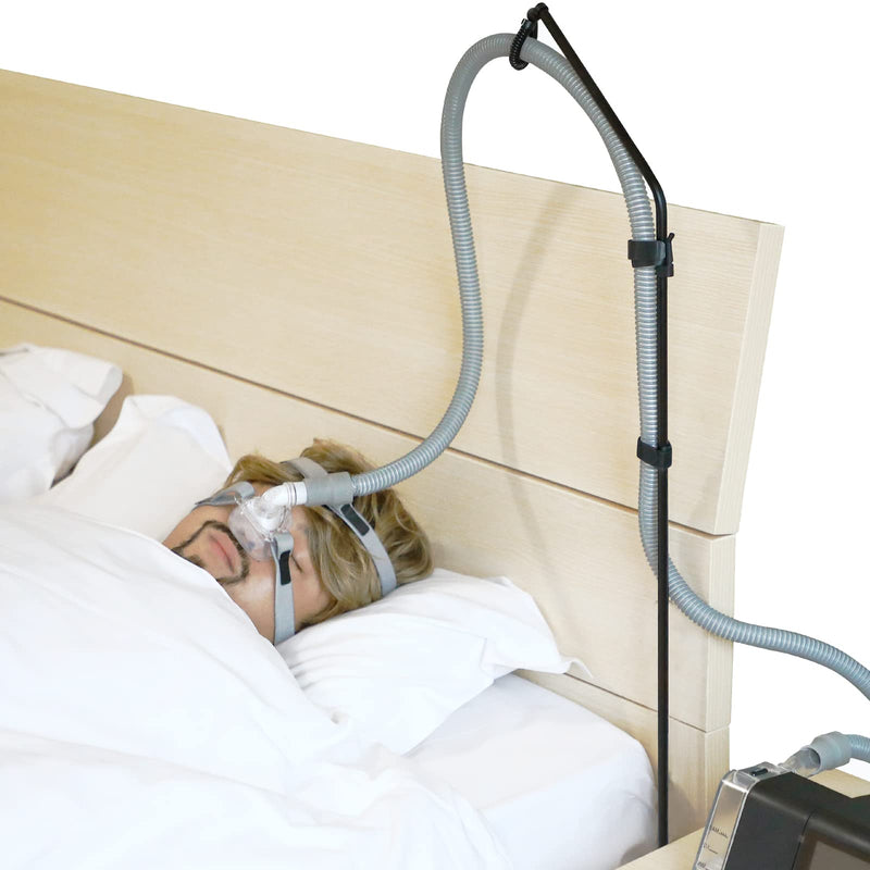LONYEON CPAP Hose Holder - CPAP Hose Hanger for Bed Avoid Tangling and Prevent Blockage,Keeps The Air Hose Up and Away from Your Face and Arms to Make You Sleep Better,Black Triangle Base-Height Fixed