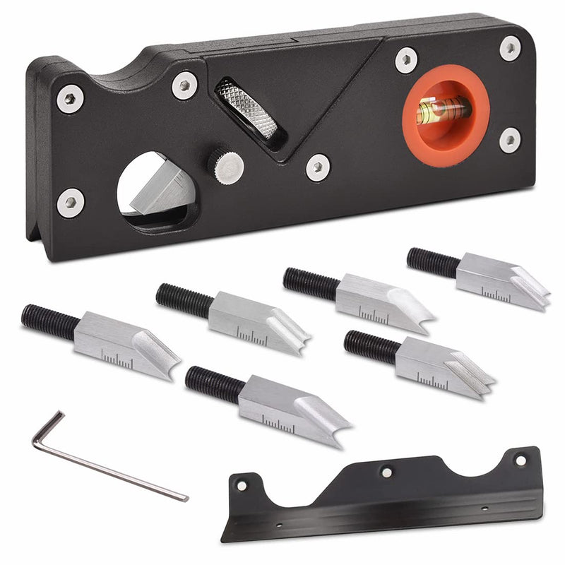 Chamfer Plane-Woodworking Edge Corner Plane with Auxiliary Locator, Hand Plane Suitable for Quick Edge Trimming of Wood (W/7cuters) Black Purle