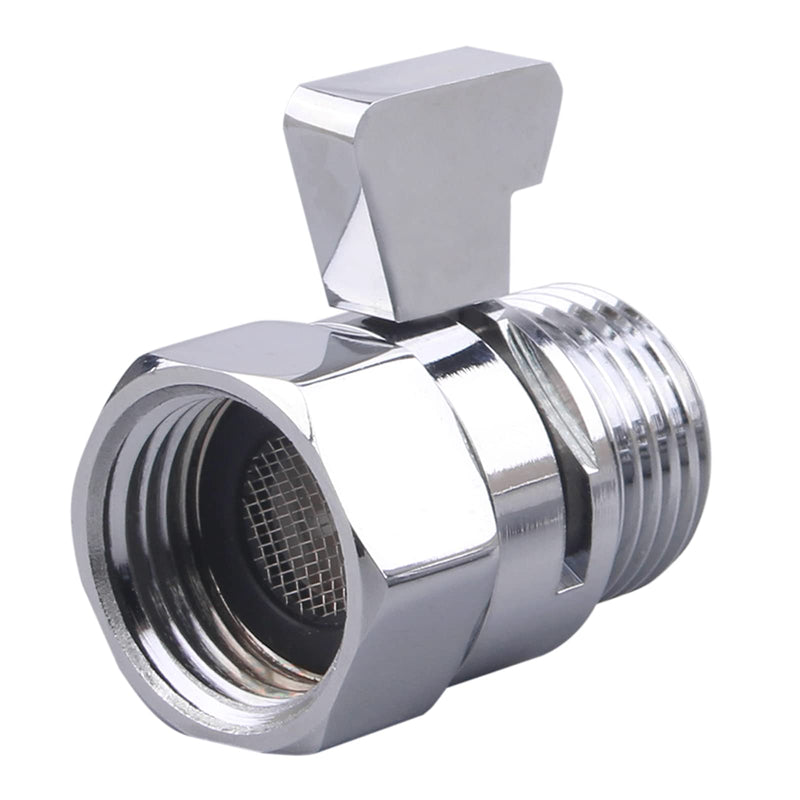Shower Shut Off Valve G1/2" Standard Connection Brass Water Flow Control Valve with Filter Gasket for Shower Head Water Volume Adjust G1/2"thread Pack of 1 Chrome