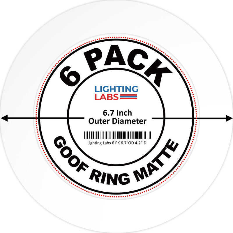 6 Pack Matte White Goof Trim Ring for 4" Inch Recessed Can Lighting Down Light, Outer Diameter 6.7 Inches, Inner Diameter 4.2 Inches 6 Pack
