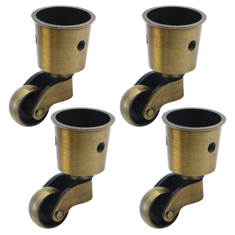 Semetall 4pcs Metal Swivel Round Cup Caster 2.52-Inch Height Swivel Wheel Caster for Furniture Chair Table,Bronze A-T0032