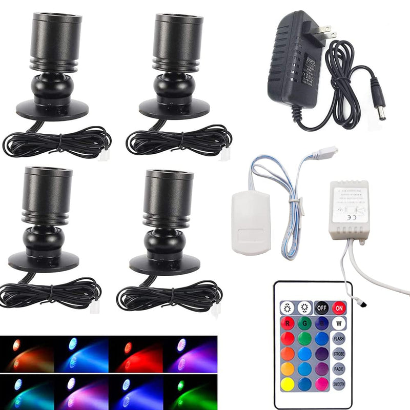 1.5w White LED Mini Surface Mounted Light Jewelry Cabinet Lamp Spotlight Ac85-265v (Pack-4pc, Colorful) Pack-4pc, Colorful