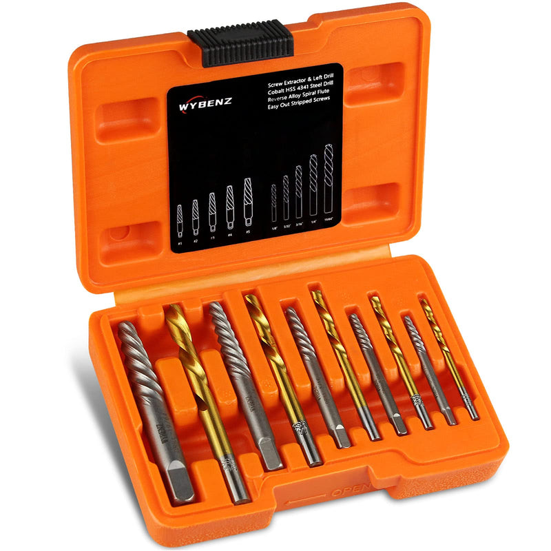 14Pcs Screw Extractor and Left Hand Drill Bits Set, Bolt Remover Reverse Cobalt HSS Steel Drill Bit for Remove Stripped Screws and Broken Bolts Extractor+Left Drill