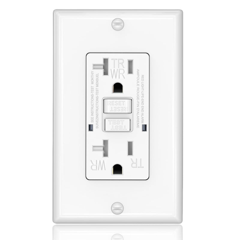 GFCI Outlet, Weather Proof, Tamper Resistant, Self Test GFI Receptacle, Outdoor or Indoor, 20 Amp, White (1 Pack) 1 20A Weather-Resistant