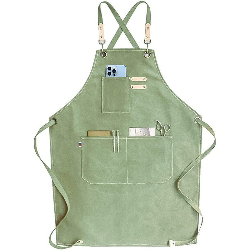 carrotez Adjustable Over sized Plus Size Canvas Apron with Pockets Men and Women Aprons Mint