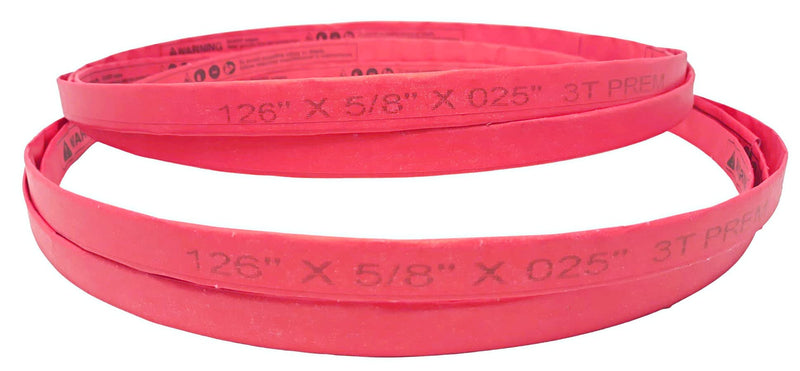 126 x 5/8 x .025 in. x 3TPI - Red, Heavy Duty 2 Pack or 4 Pack Bone in Bandsaw Blades, Wider Blades are Great for Harder Materials (Goat Skull, Cow Feet, etc), fits All 126" Bandsaws (2 Pack)