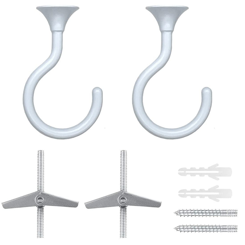 2 Sets Large Swag Ceiling Hooks Heavy Duty Swag Hook with Hardware for Hanging Plants Ceiling Installation Cavity Wall Fixing (2 Sets, White) 2