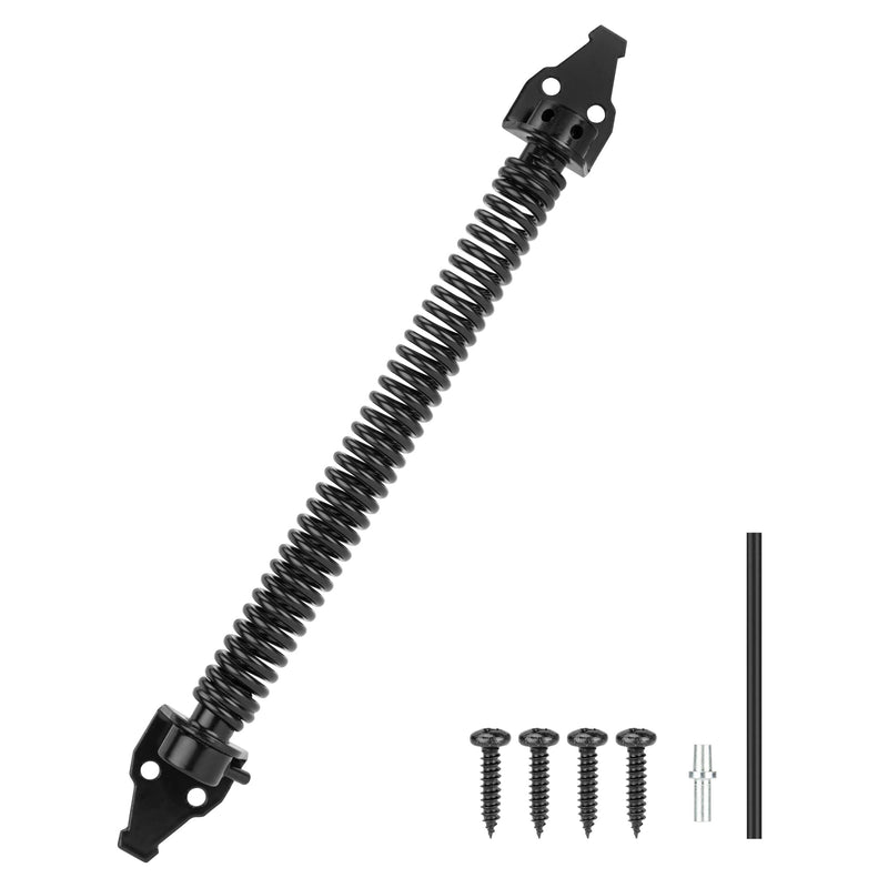 14" Gate Spring Self Closing Heavy Duty Outdoor Door Spring Automatic Metal Gate Closure Hardware with Adjustable Tool for Wooden and Vinyl Fence, Black 1