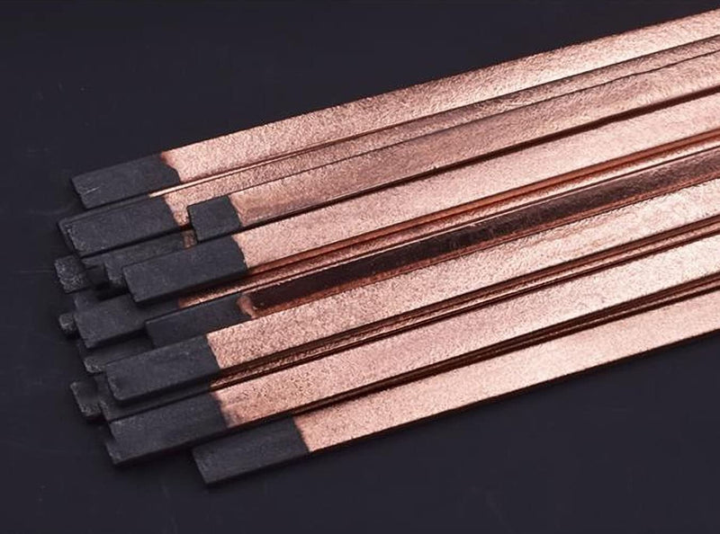 Arc-air Gouging Carbon Rods 13.98" x 0.59" x 0.2", Flat Copper Coated Gouging Carbon Electrodes Length 355mm, Width 15mm, Thickness 5mm(Package: 10pcs) L 355mm x W 15mm x T 5mm