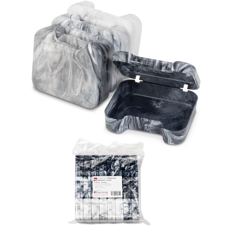 Practicon Easy Open Retainer Cases, Assorted Charcoal Swirl Colors, Bulk Pack of 24