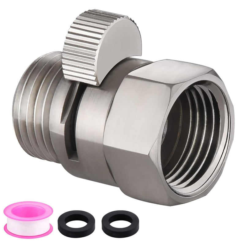 Shower Flow Control Valve, Brass Shut Off Valve for Hand Shower or Fixed Shower Head, G1/2" Shower Pressure Regulator Brushed Nickel