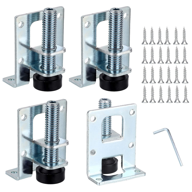 OwnMy 4 Packs Heavy Duty Adjustable Furniture Leveling Feets L Shaped Furniture Leveler Legs, Furniture Mounting Brackets Metal Furniture Leveling Load Table Leg for Workbench Cabinet Wardrobe, 2.2" 2.2"H