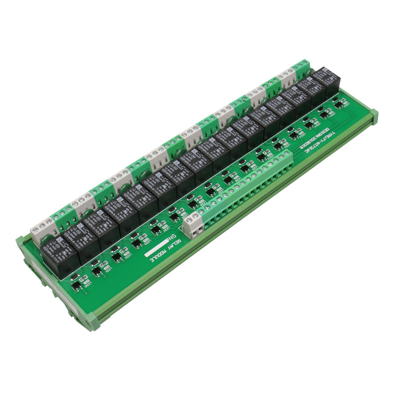 16 Channel Interface Relay Module 12VACDC 24VACDC DIN Rail Panel Mount Automation PLC Board (16Channel ACDC12V) 16Channel ACDC12V