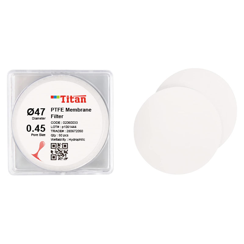 Lab Filter Membranes PTFE 100pcs Round Micron Filter,0.45μm,47mm 0.45μm,47mm