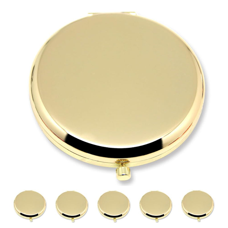 Magnifying Compact Double-Sided 1X/2X Round Pocket Handheld Travel Makeup Portable Pocket Mirror Glod 5PCS Gold 5 Count
