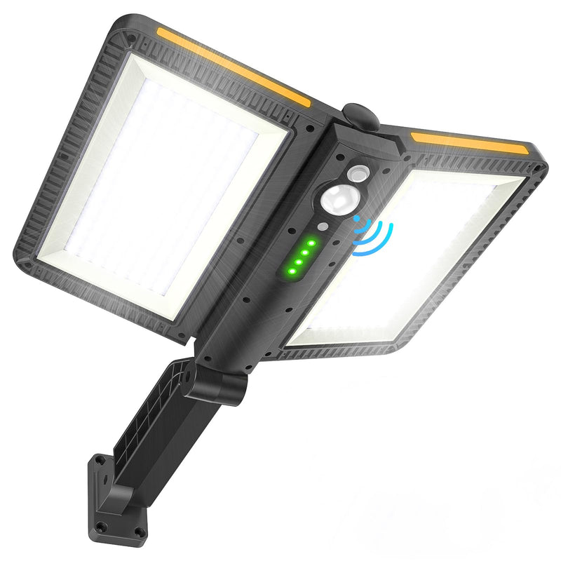 ropelux Solar Flood Lights Outdoor, 6000LM High Brightness Motion Sensor Outdoor Lights,IP65 Waterproof and 5 Modes, Wider Illuminated Area LED Solar Lights for Garden Patio Street Black 1 Pc