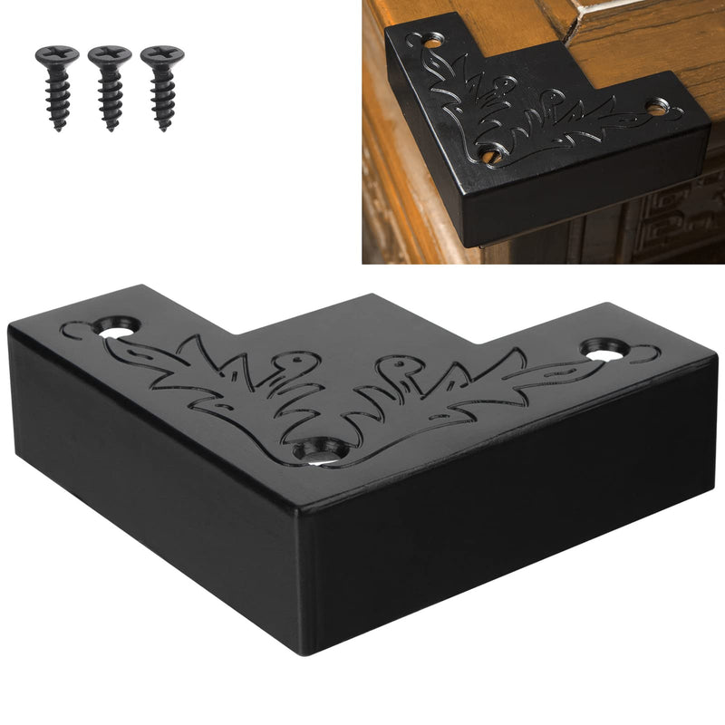 Black Metal Corner Protector 3.3 * 3.3 * 1 in Decorative Wood Funiture 4pcs Barn Sliding Door Corner Guards Metal Table Corner Antirust Zinc Alloy Edge Cover Bracket with Screw Black