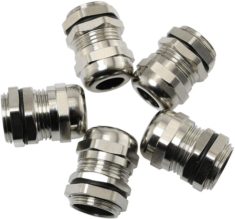 5PCS PG13.5 6-12MM Wire Range Metal Waterproof Connector Fastener Locknut Stuffing Cable Gland