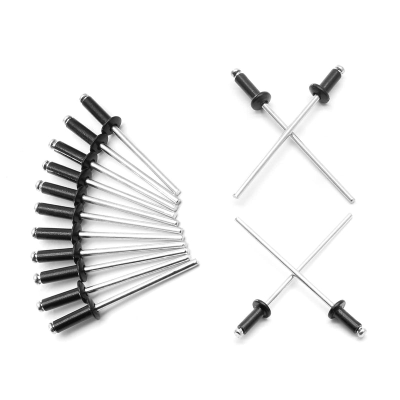3/32" x 1/4" Black Pop Rivets Assortment - 100Pcs, Aluminum Rivets Metal Blind Rivets Kayak Rivets Tool Marine rivet fasteners for Boat