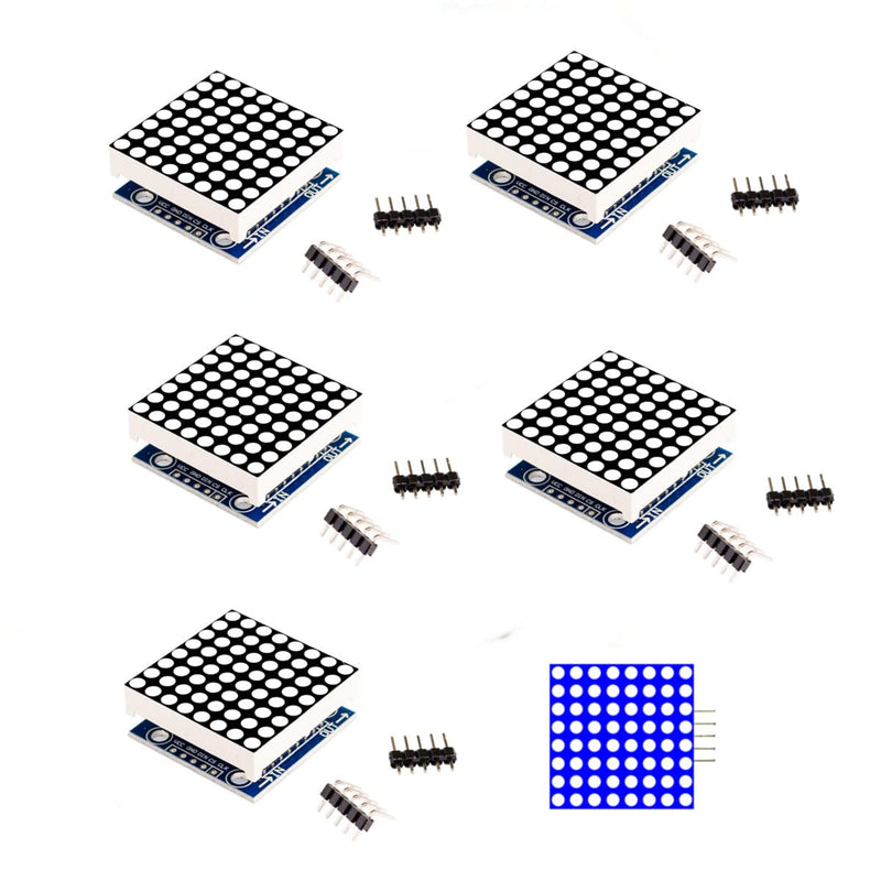 5PCS MAX7219 8x8 Dot Matrix LED Display Module 5V MCU Control MAX7219 8 * 8 LED Dot Matrix DIY Kit (Blue) Blue - NewNest Australia