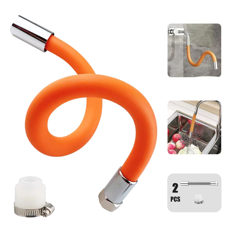 Faucet Extension Tube,360 Degree Rotatable Extender Hose,Bendable/Shapable/Flexible Water Tap Pipe,Splash Proof Foaming Mouth,Kitchen/Bathroom/Garden Tool,Copper Connector/Adapter,Black(19.7in/50cm)
