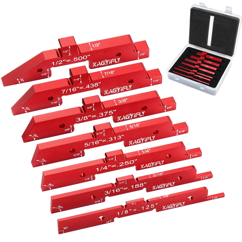 Router Table Setup Bars, 7pcs Aluminum Precision Setup Blocks Height Gauge Set for Router Table Saw Accessories and Angle Woodworking Set Up(Each Block has Different Thickness) 7 Pcs