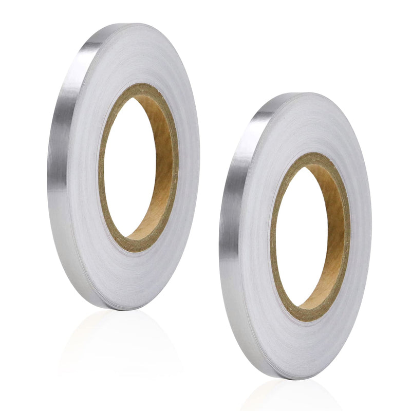 2Pcs 0.4 Inch x 164 Feet Floor Crevice Line Sticker Foil, Waterproof Tile Foil Tape, Self Adhesive Decorative Sealing Caulk Strip for Living Room, Kitchen, Bathroom (Silver) Silver