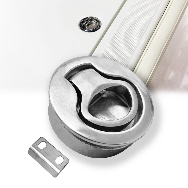 Boat Stainless Steel 2 Inch Round Flush Pull Slam Cam Latch Hatch Push for Marine RV Deck Cabin Door Hardware Accessories Without Key