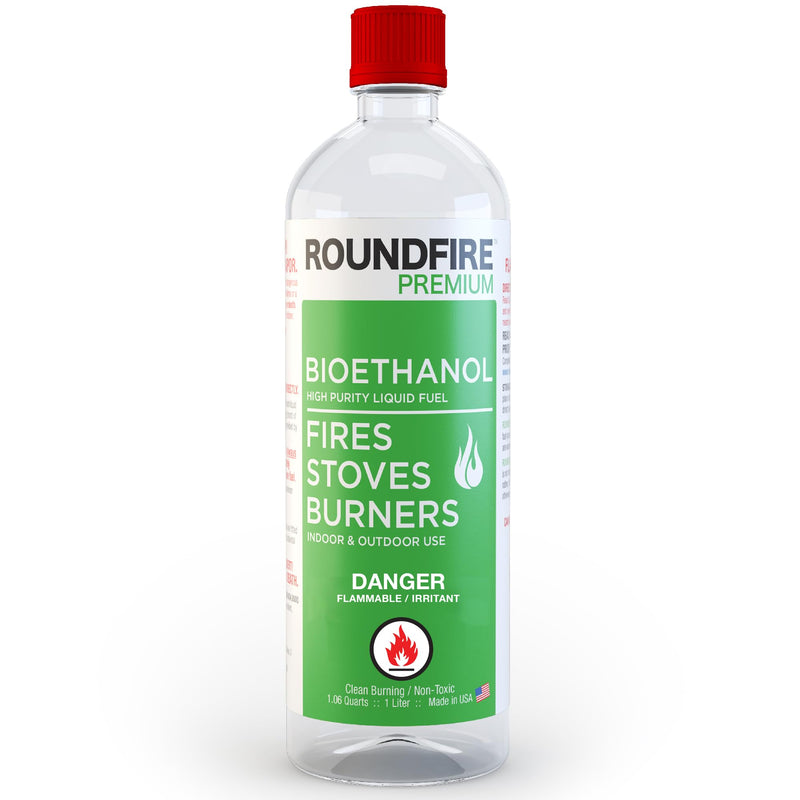 ROUNDFIRE Premium Tabletop Fireplace Fuel - 1 Liter Ethanol for Fire Pits and Table Top Fireplaces 1 pack