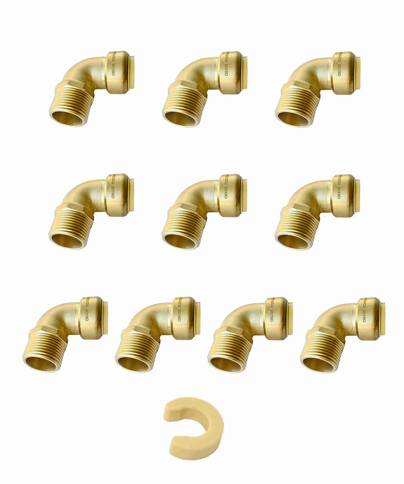 10Pcs EFIELD Push fit fittings 1/2" Male NPT Threaded Elbow(PF059-10) 1/2''x 1/2'' (Pack of 10)