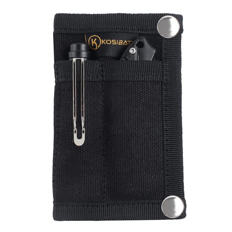 Kosibate EDC Pouch, EDC Organizer, Mini Tool Pouch for Knife/Flashlight/Tactical Pen/Card-Men's Slim Pocket Organizer for Daily Carry (Black) black Small